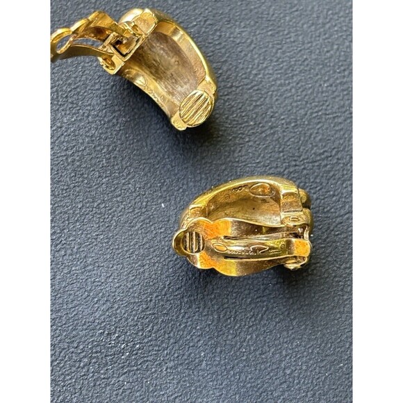 Vintage Oscar de la Renta Gold Rope Twist Clip On Earrings Signed Classic 1980s - Picture 4 of 8